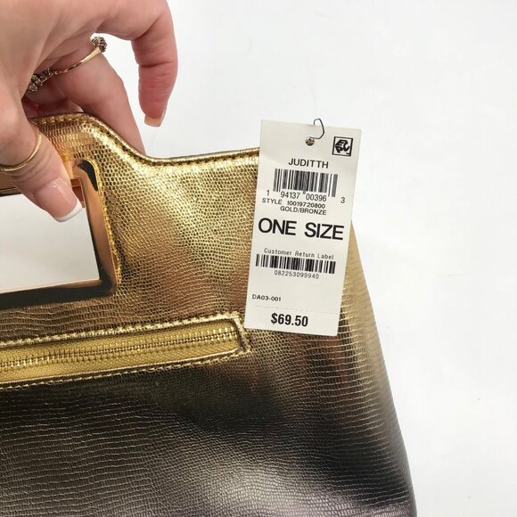 I.N.C. International Concepts Metallic Gold & black Judith Convertible Clutch - Picture 10 of 11